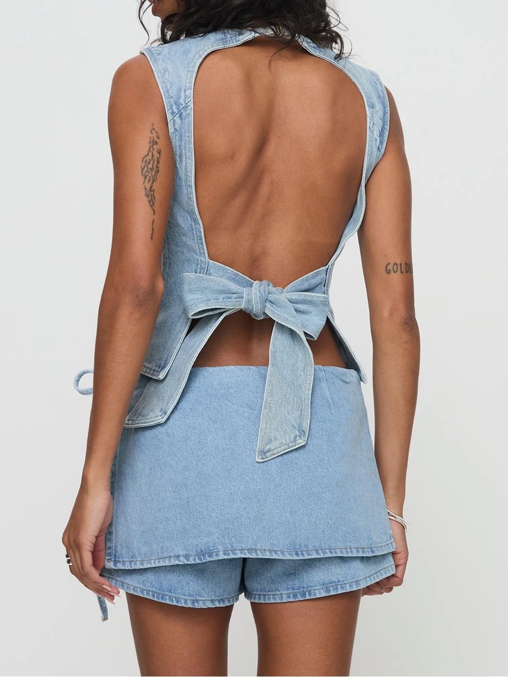 Lioness Light Wash Denim Mini Skort Set - Picture 3 of 5